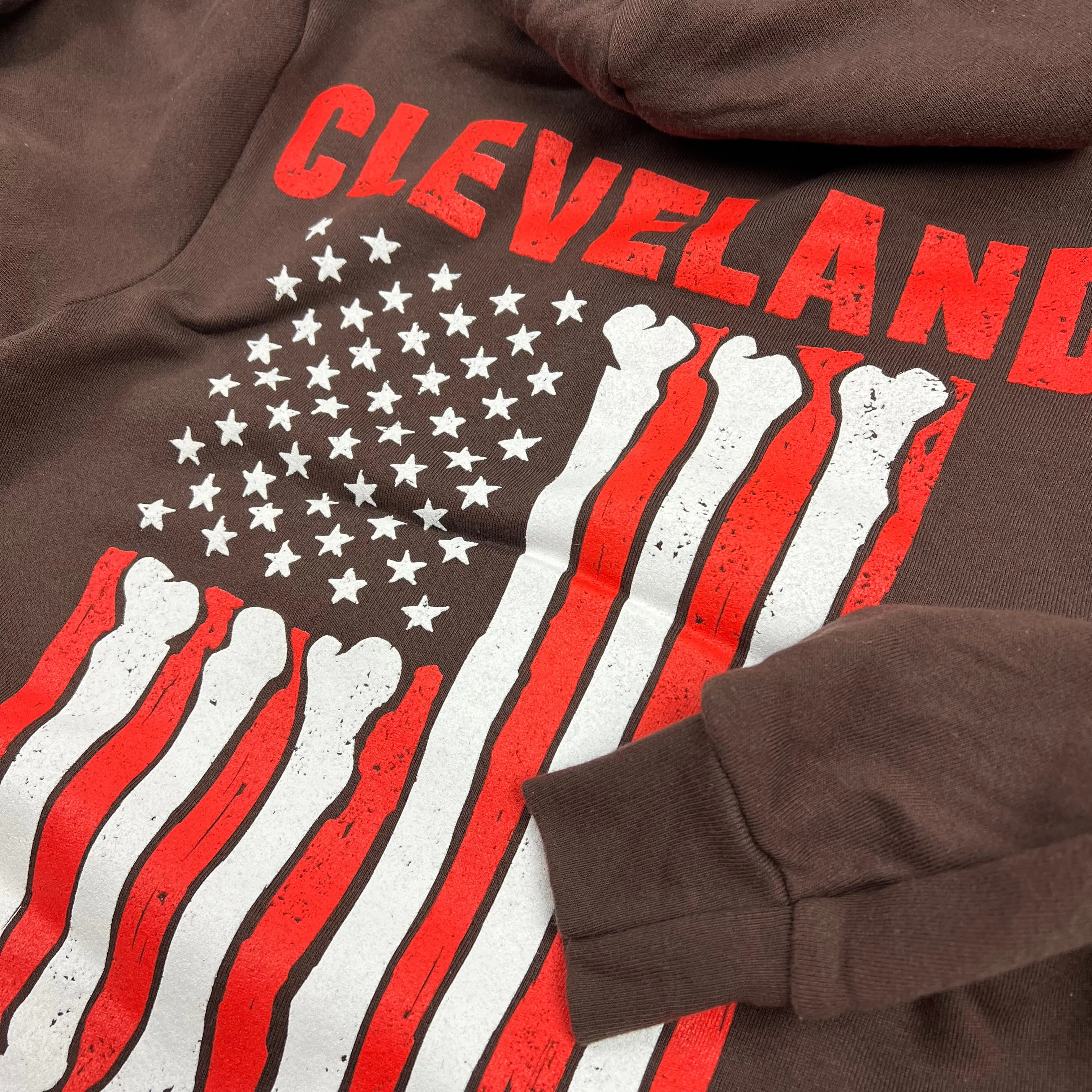 Cleveland Football Flag Zip Hooded Sweatshirt