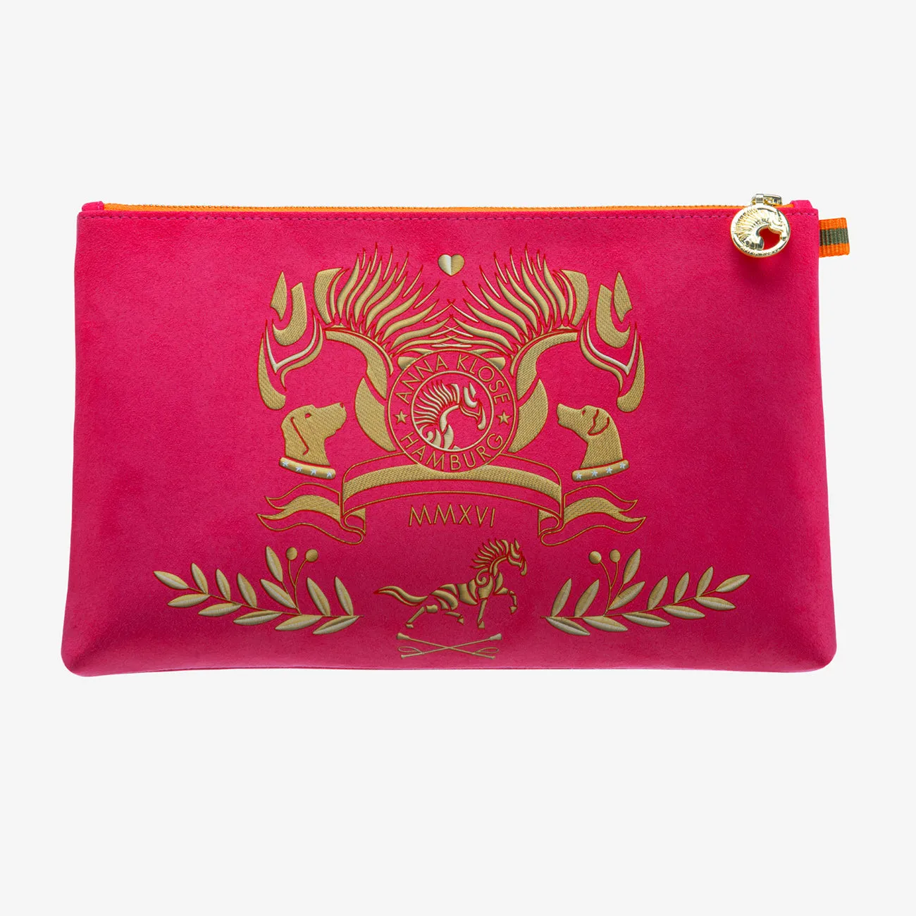 Clutch "Miami Pink" with golden print