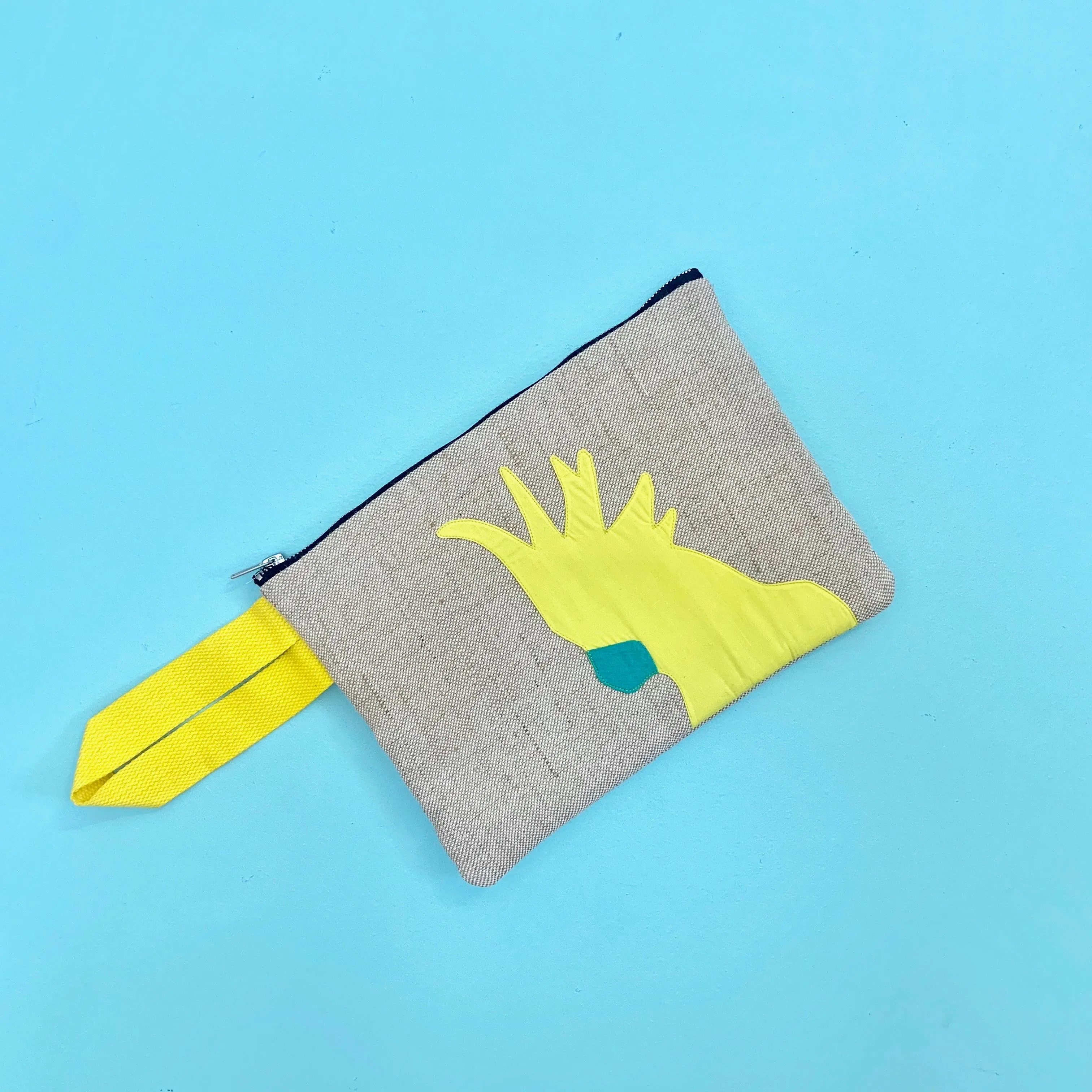 Cockatoo Jute Clutch in Yellow