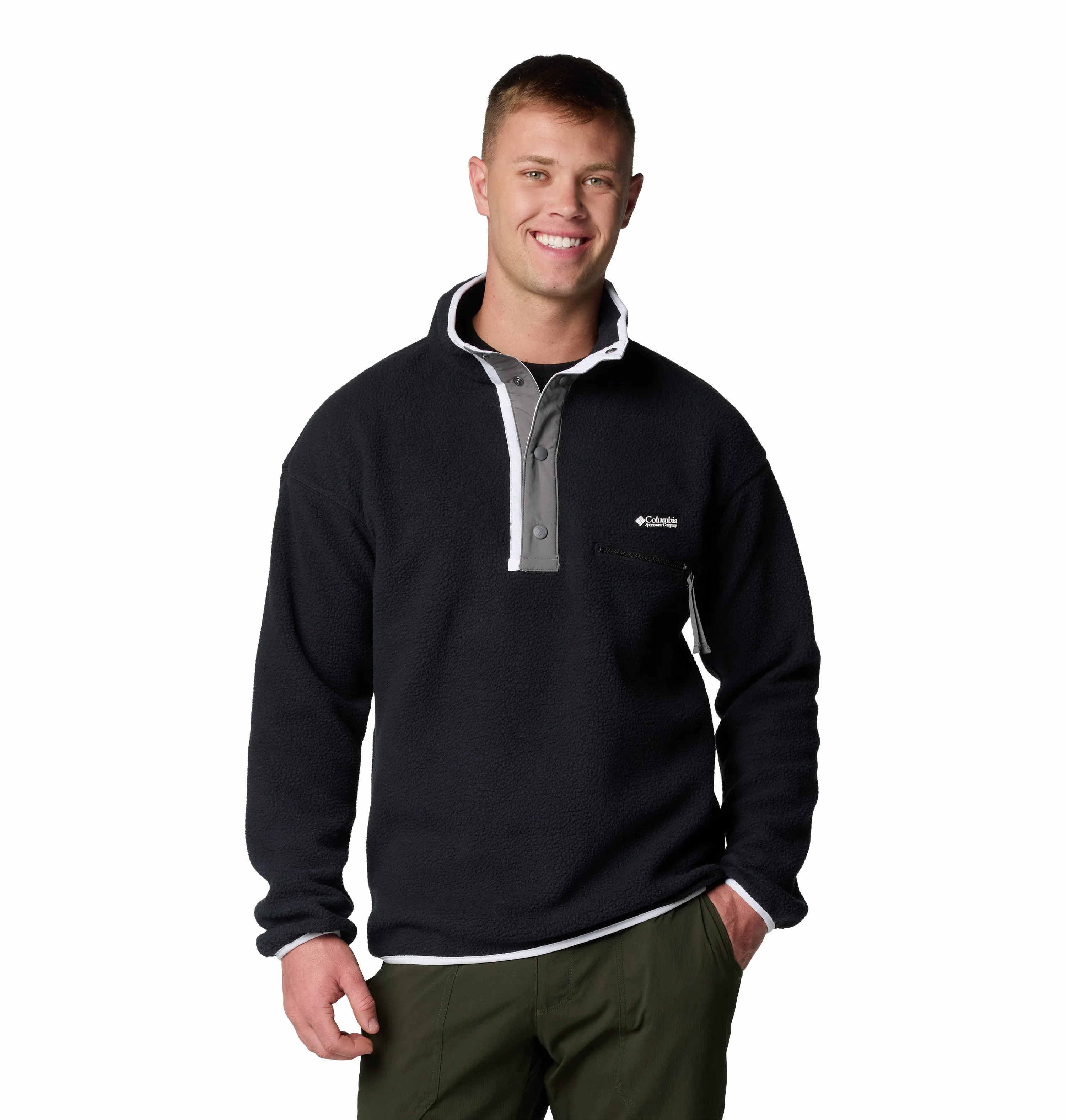 Columbia Mens Helvetia II Regular Fit Half Snap Fleece-BLACK