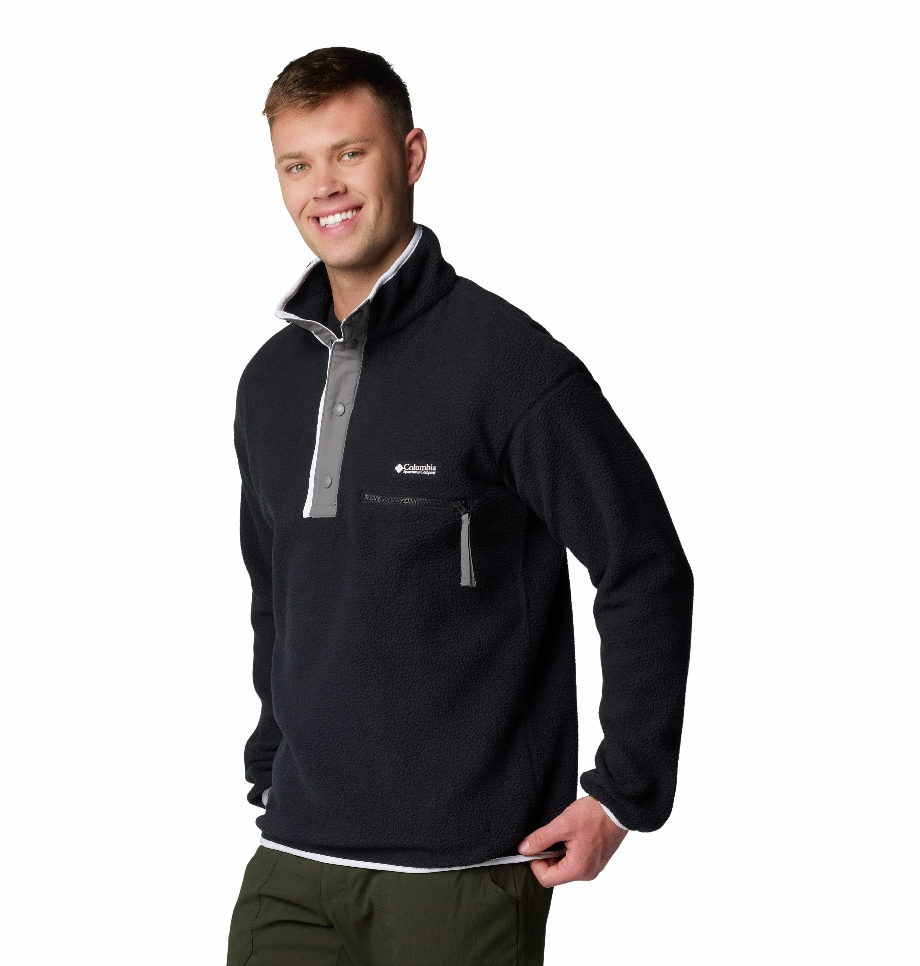 Columbia Mens Helvetia II Regular Fit Half Snap Fleece-BLACK