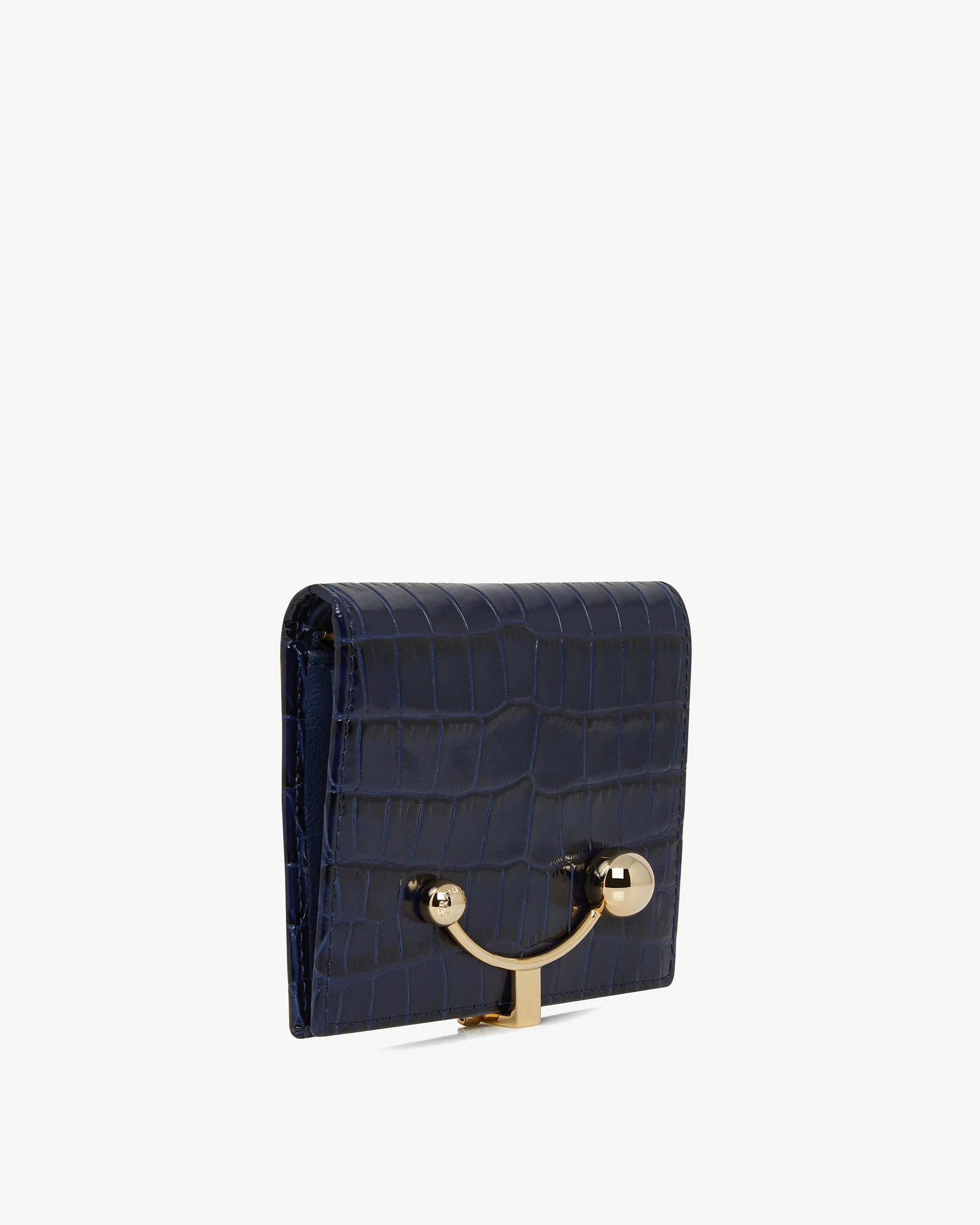 Crescent Wallet - Croc-Embossed Leather Navy