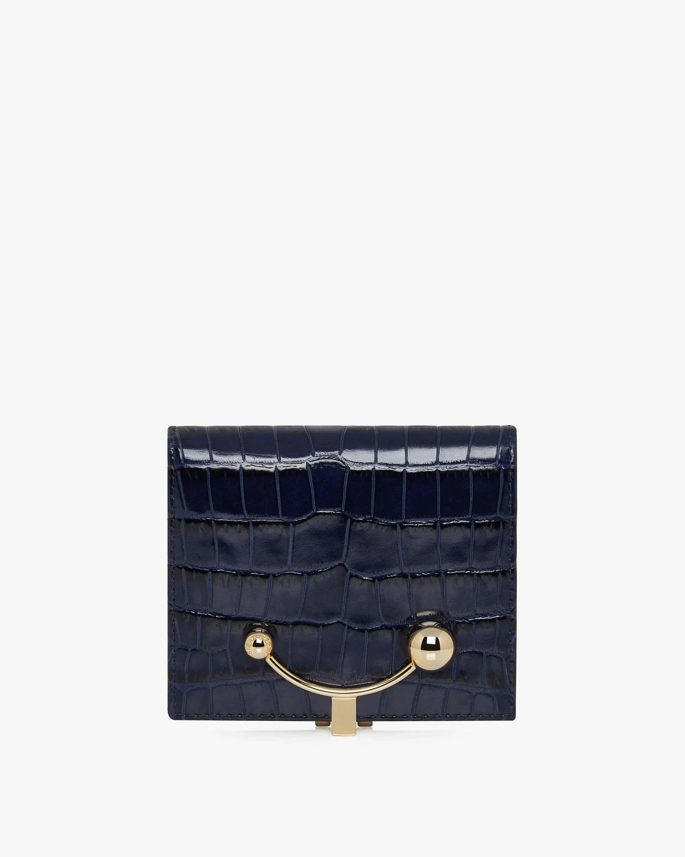 Crescent Wallet - Croc-Embossed Leather Navy