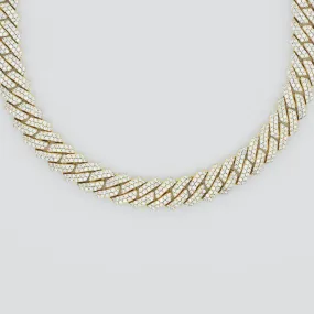 Diamond Prong Cuban Link Chain (19mm) in Yellow Gold