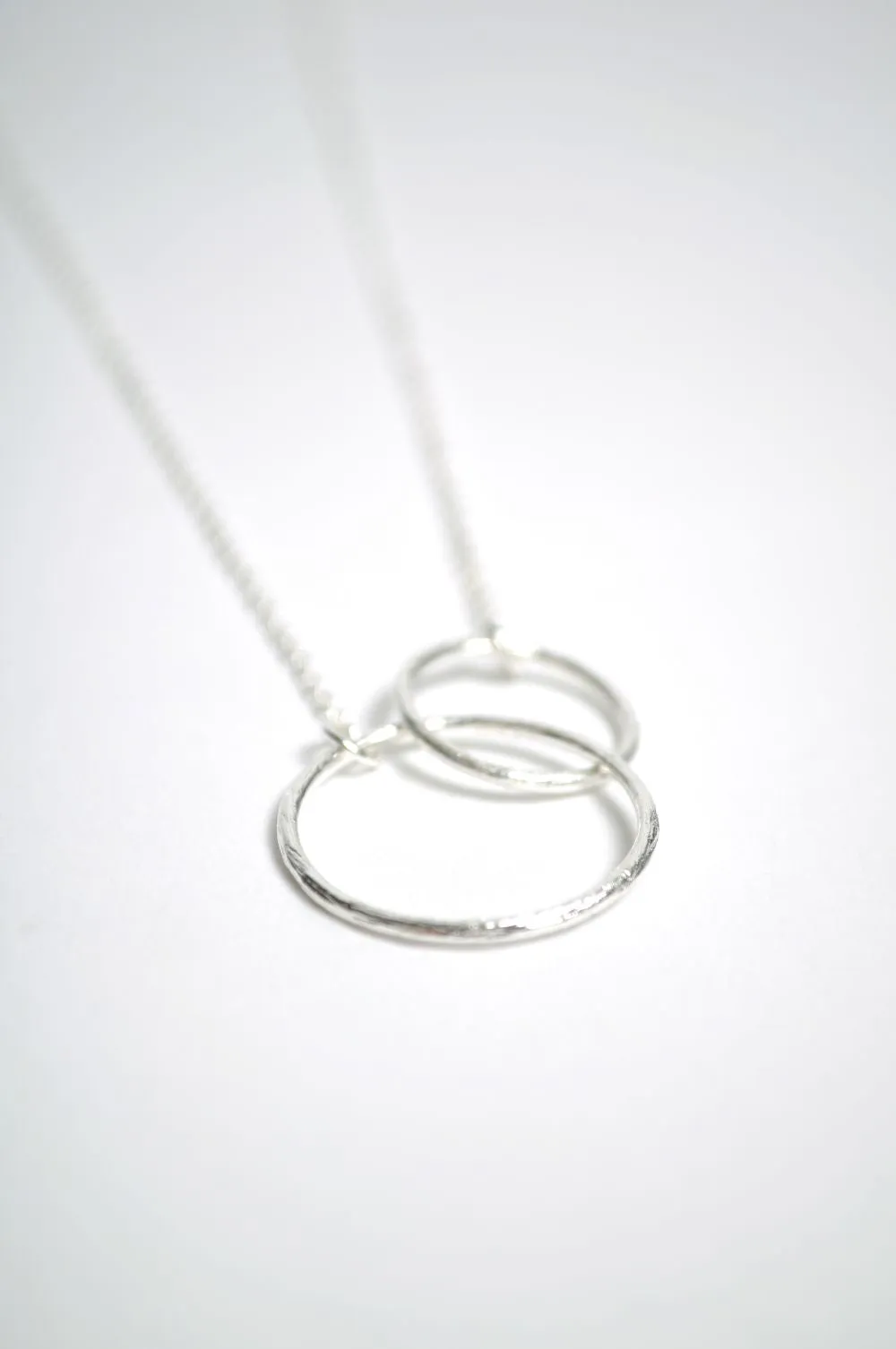 Double Plain Loop Silver Necklace