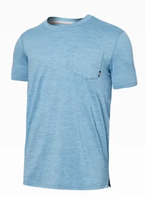 DROPTEMP™ ALL DAY COOLING Short Sleeve Crew- Washed Blue Heather-SAXX