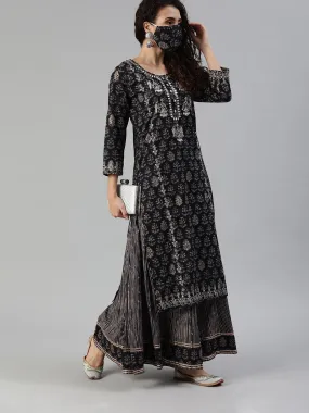 Enchanting Black Yoke Kurta & Sharara Set