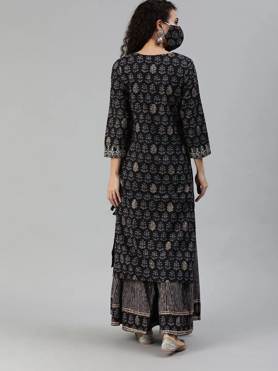 Enchanting Black Yoke Kurta & Sharara Set