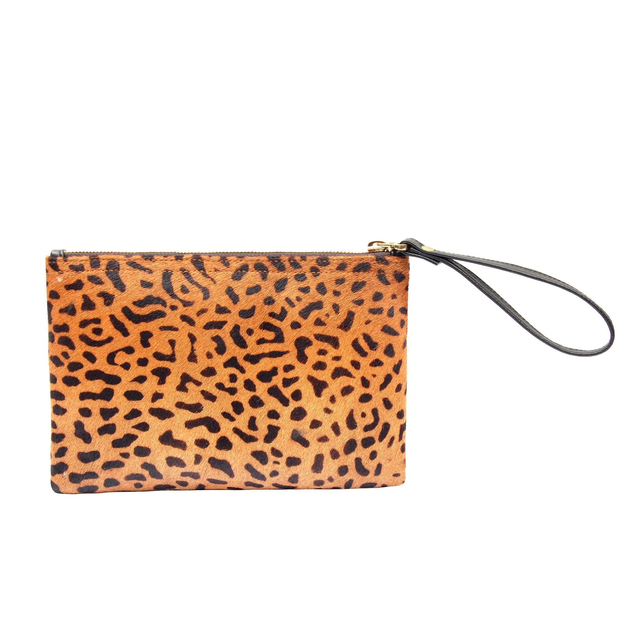 Exclusive Leopard Print Hide Wristlet Medium Cluth