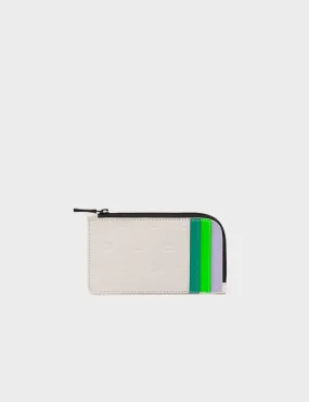 Fausto Zip-around Cream Leather Cardholder - Eyes Pattern Debossed