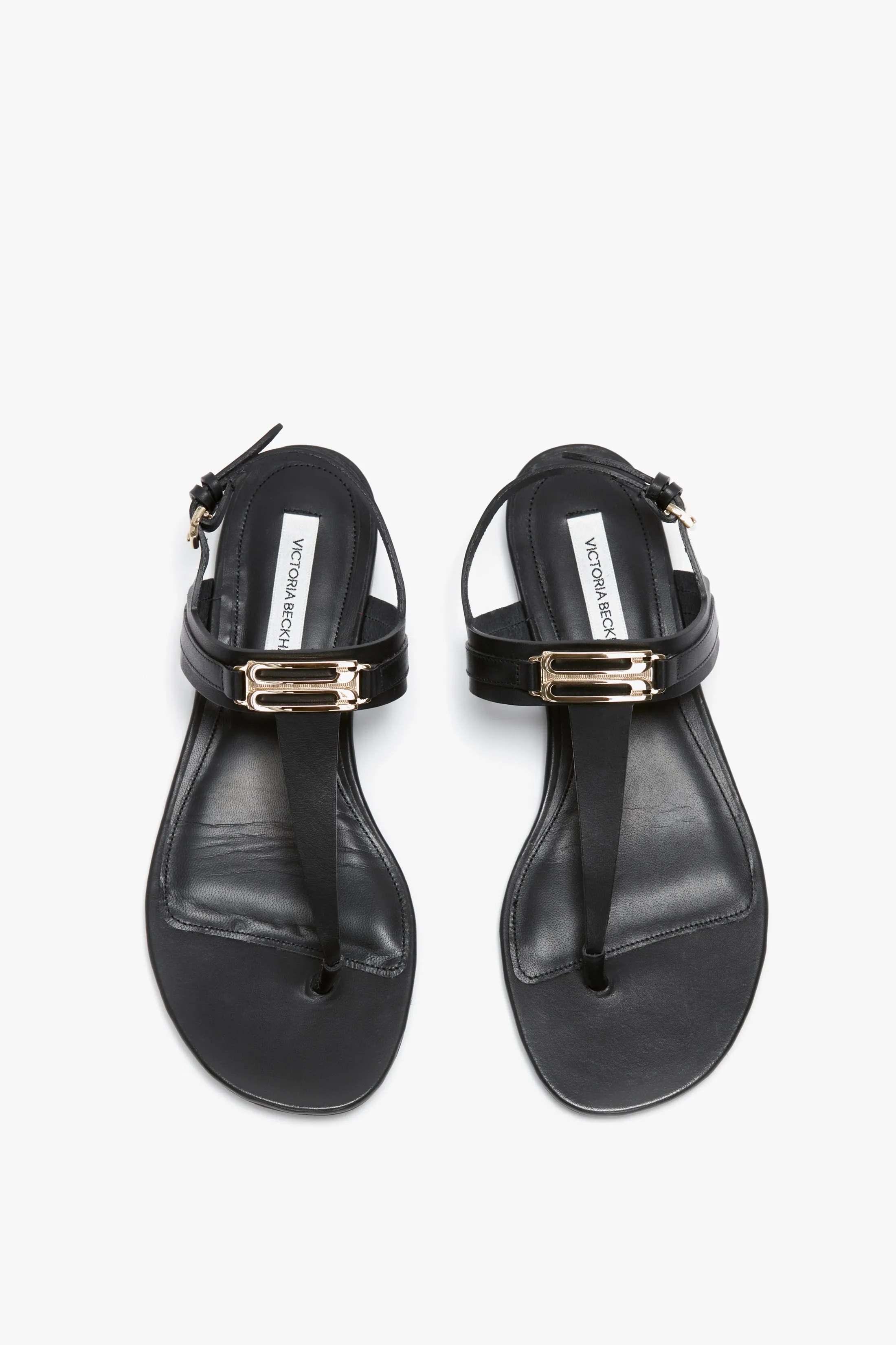 Flat Chain Sandal In Black Leather