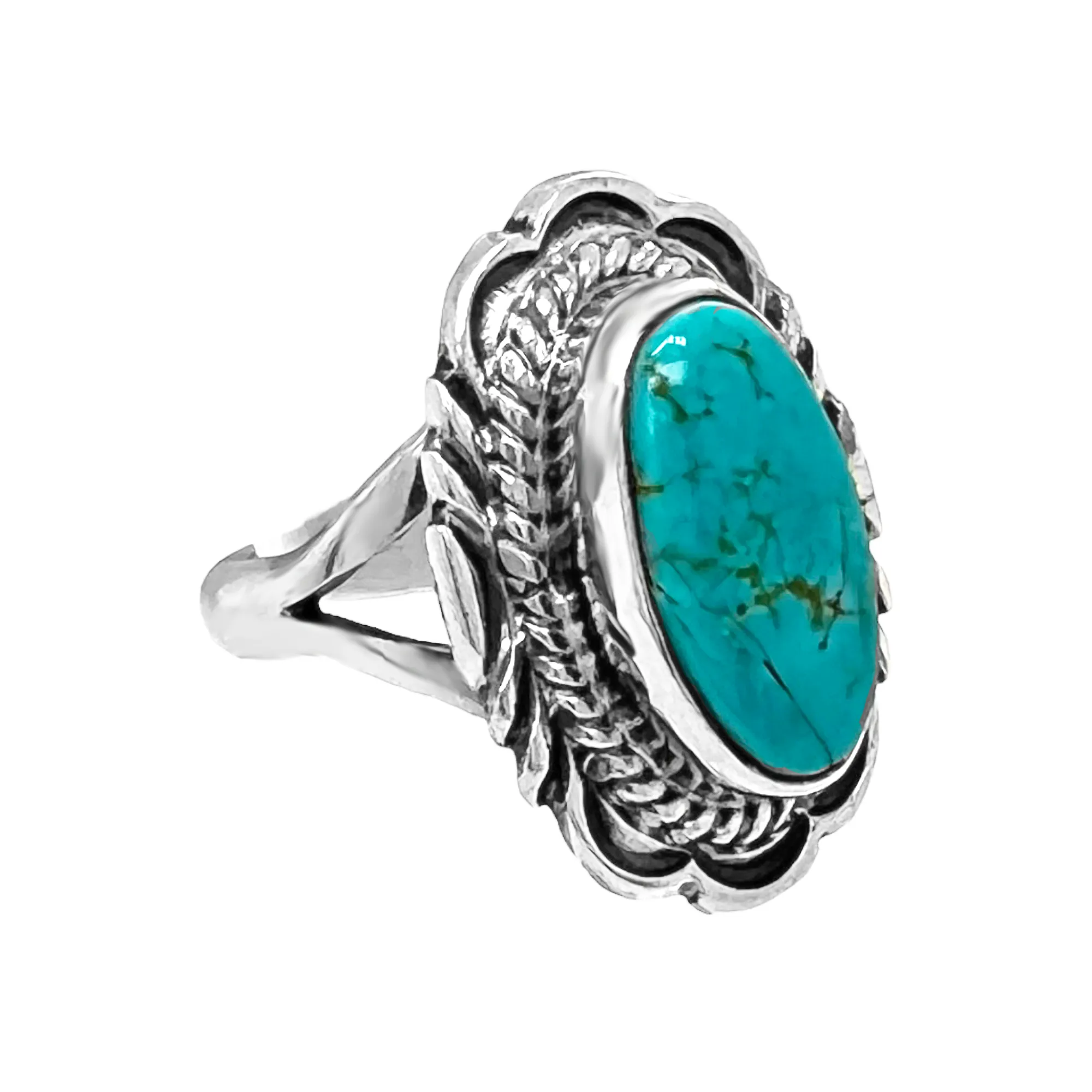 Genuine Sleeping Beauty Turquoise Ring, Size 8, Sterling Silver, Authentic Navajo Native American USA Handmade