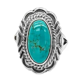 Genuine Sleeping Beauty Turquoise Ring, Size 8, Sterling Silver, Authentic Navajo Native American USA Handmade