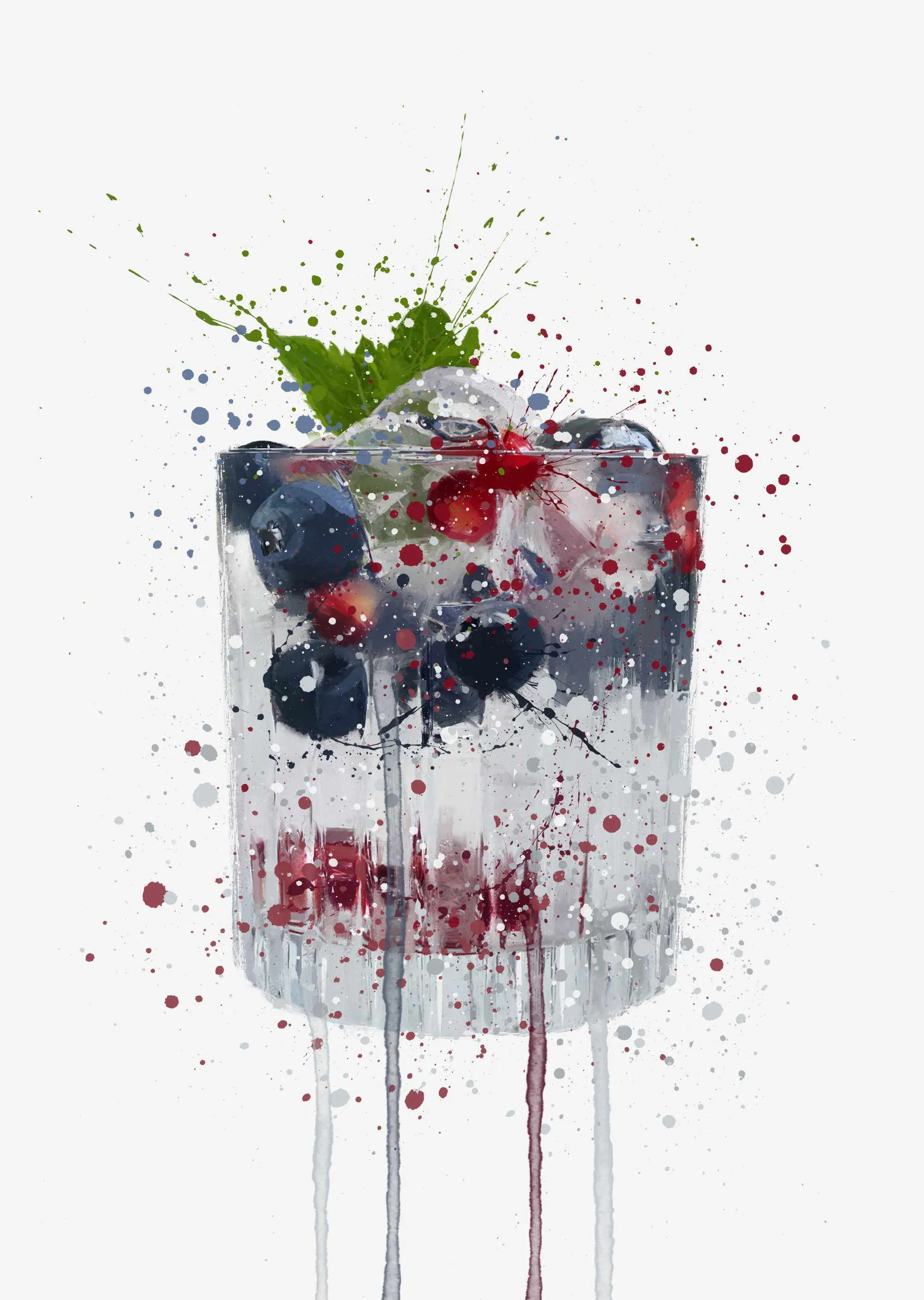 Gin and Tonic 'Blueberry & Pomegranate' Wall Art Print