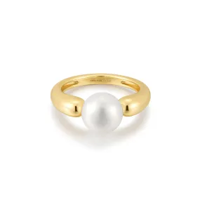 Gold Freshwater Sphere Pearl Ring