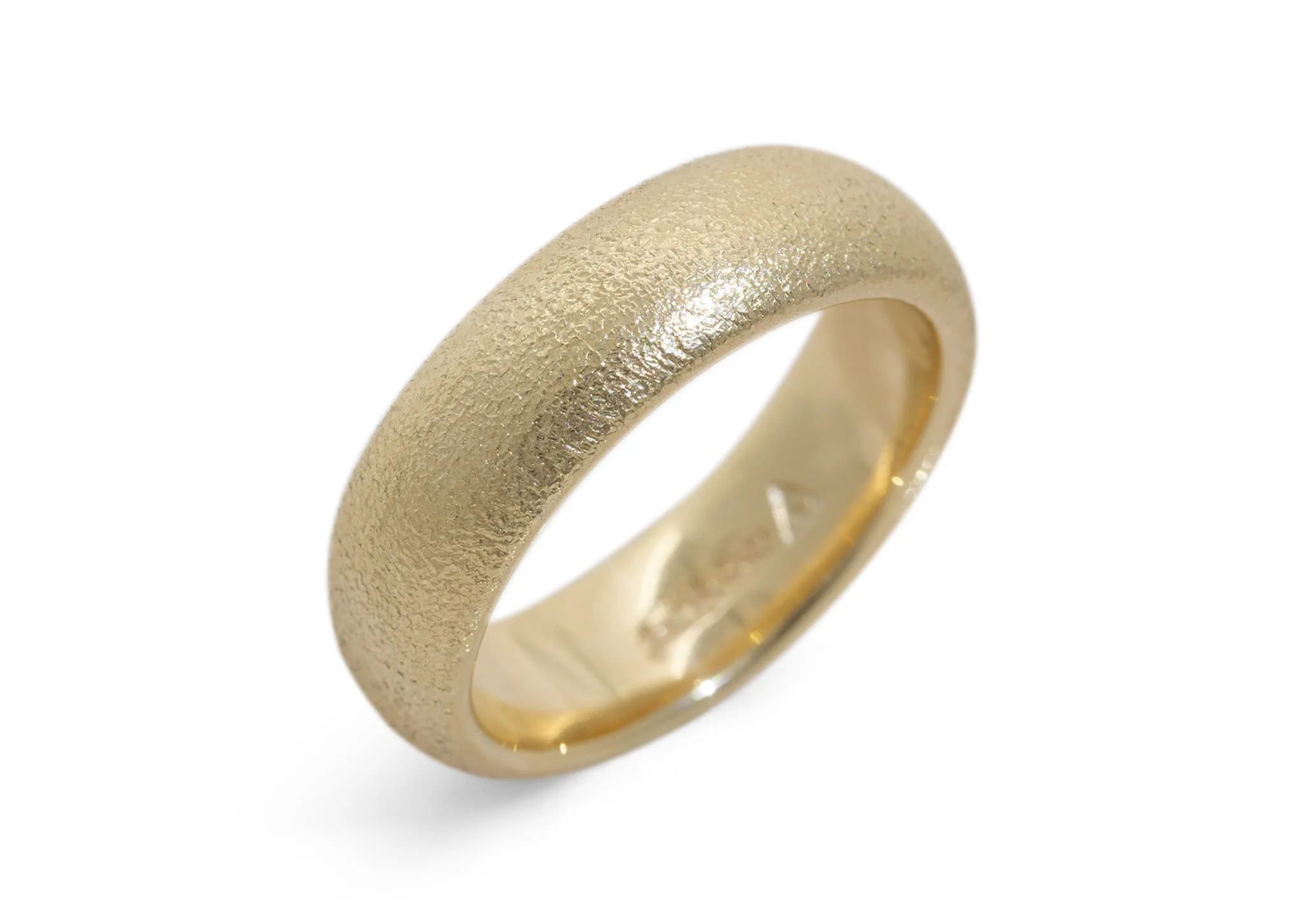 Hammer Finished Wedding Band, Yellow Gold