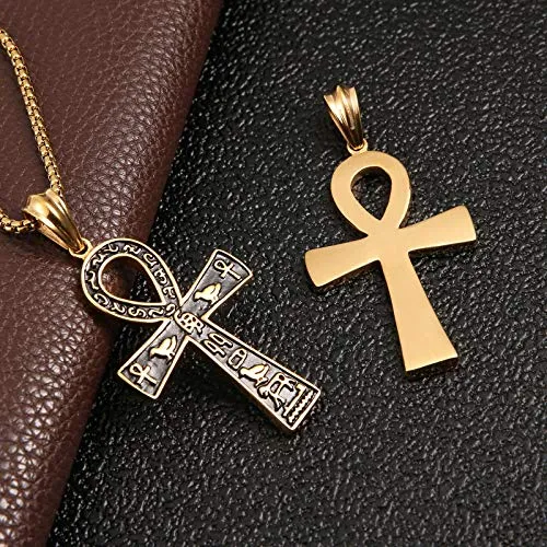 HZMAN Stainless Steel Large Ankh Cross Pendant