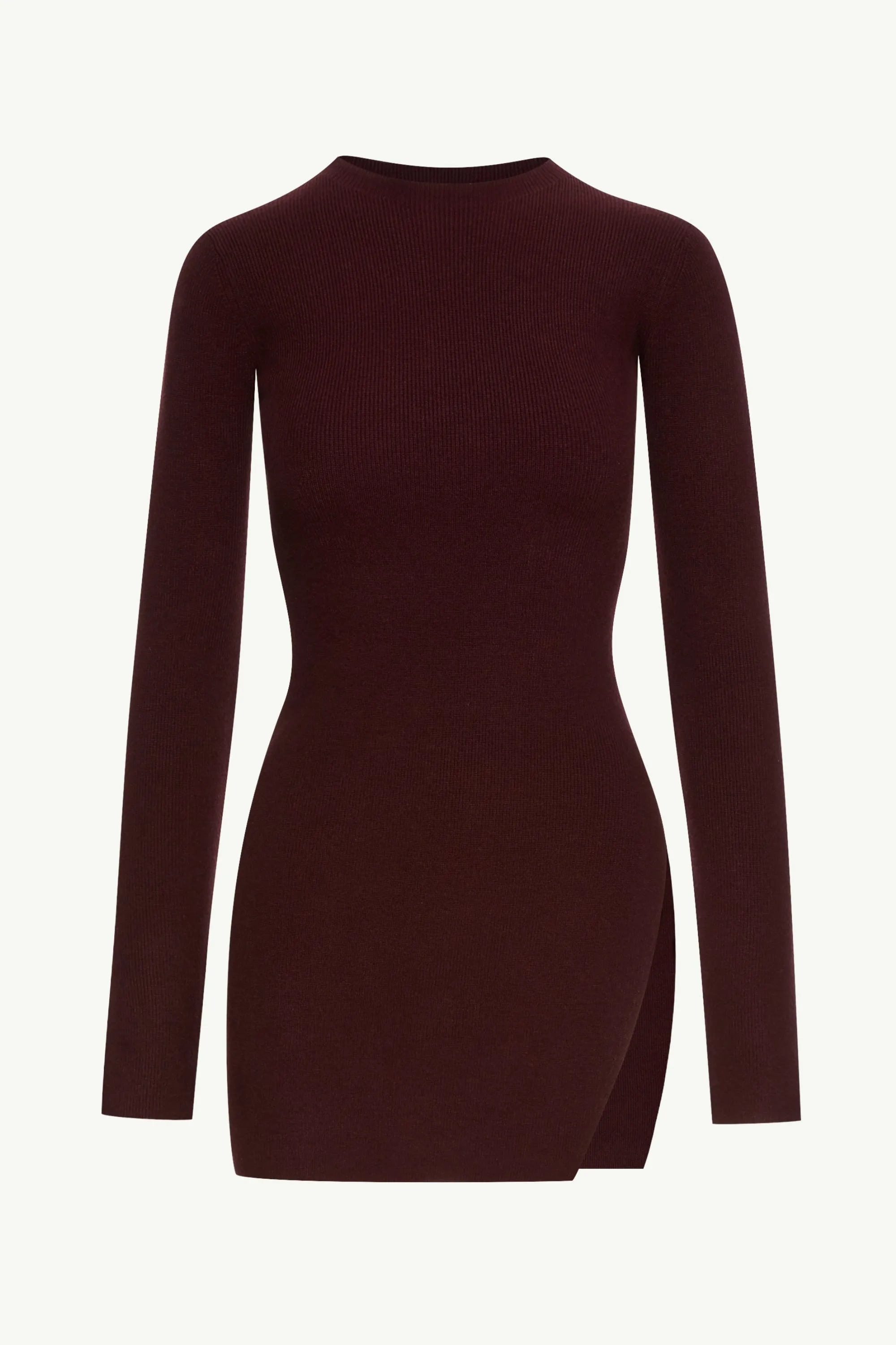 Inaya Ribbed Side Slit Top - Chocolate Plum