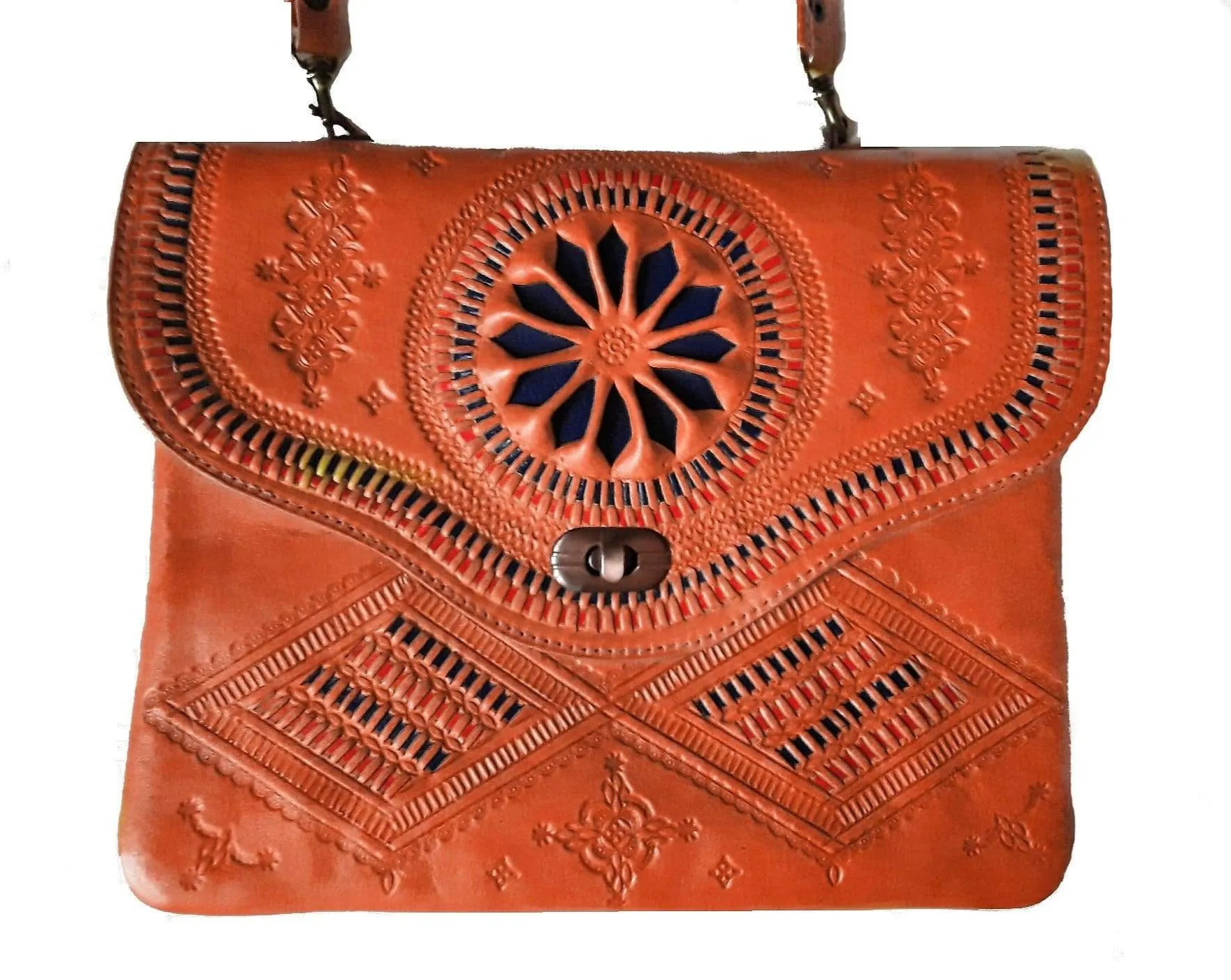 Jeblia - Orange Leather Clutch Bag - Salwa