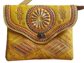 Jeblia - Yellow Leather Clutch Bag - Sun