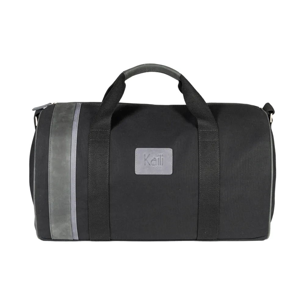 Kaili Mood Canvas and Leather Travel Duffle bag Black