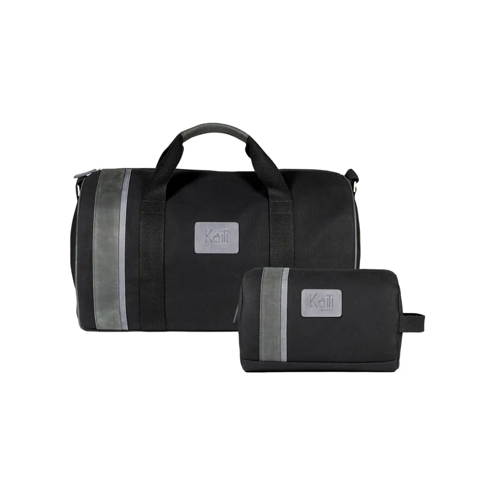 Kaili Mood Canvas and Leather Travel Duffle bag Black