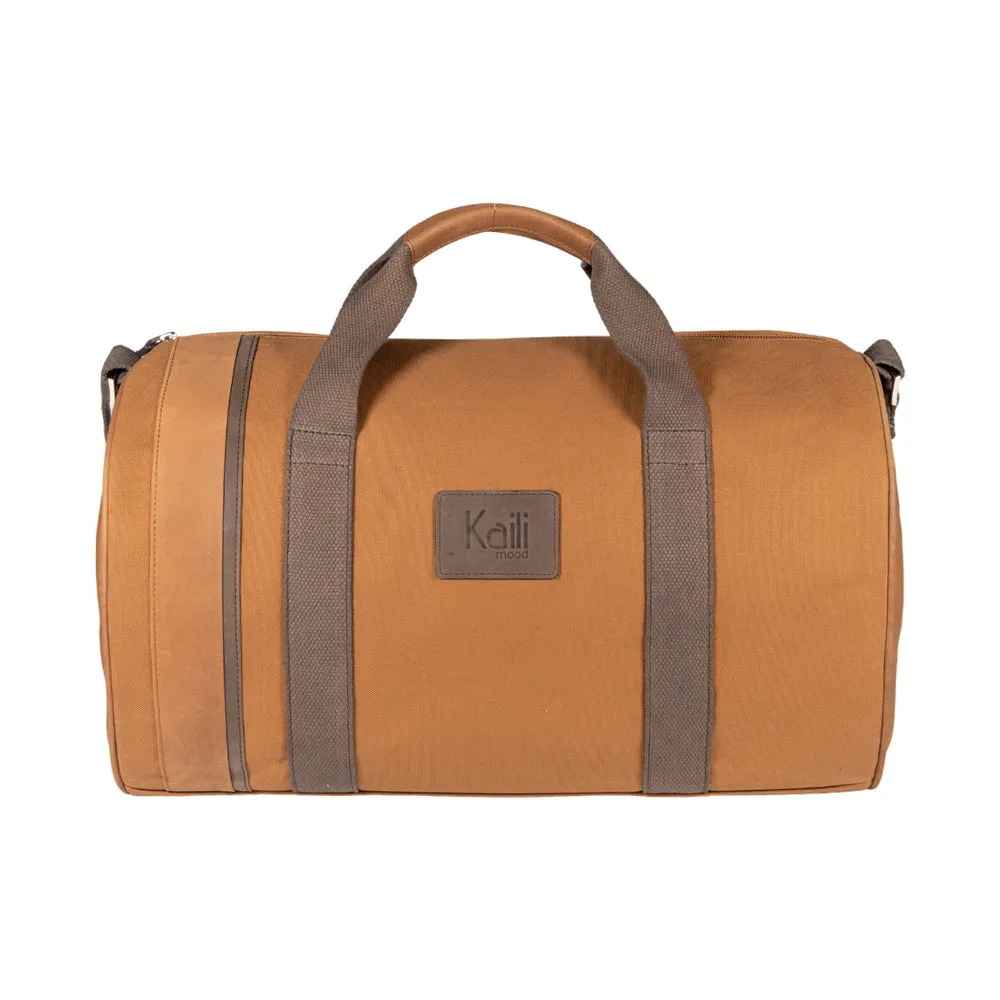 Kaili Mood Heritage Canvas Travel Duffle Bag Tan Brown