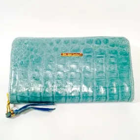 Large Zipper Wallet in Blue/Green Cayman Leather