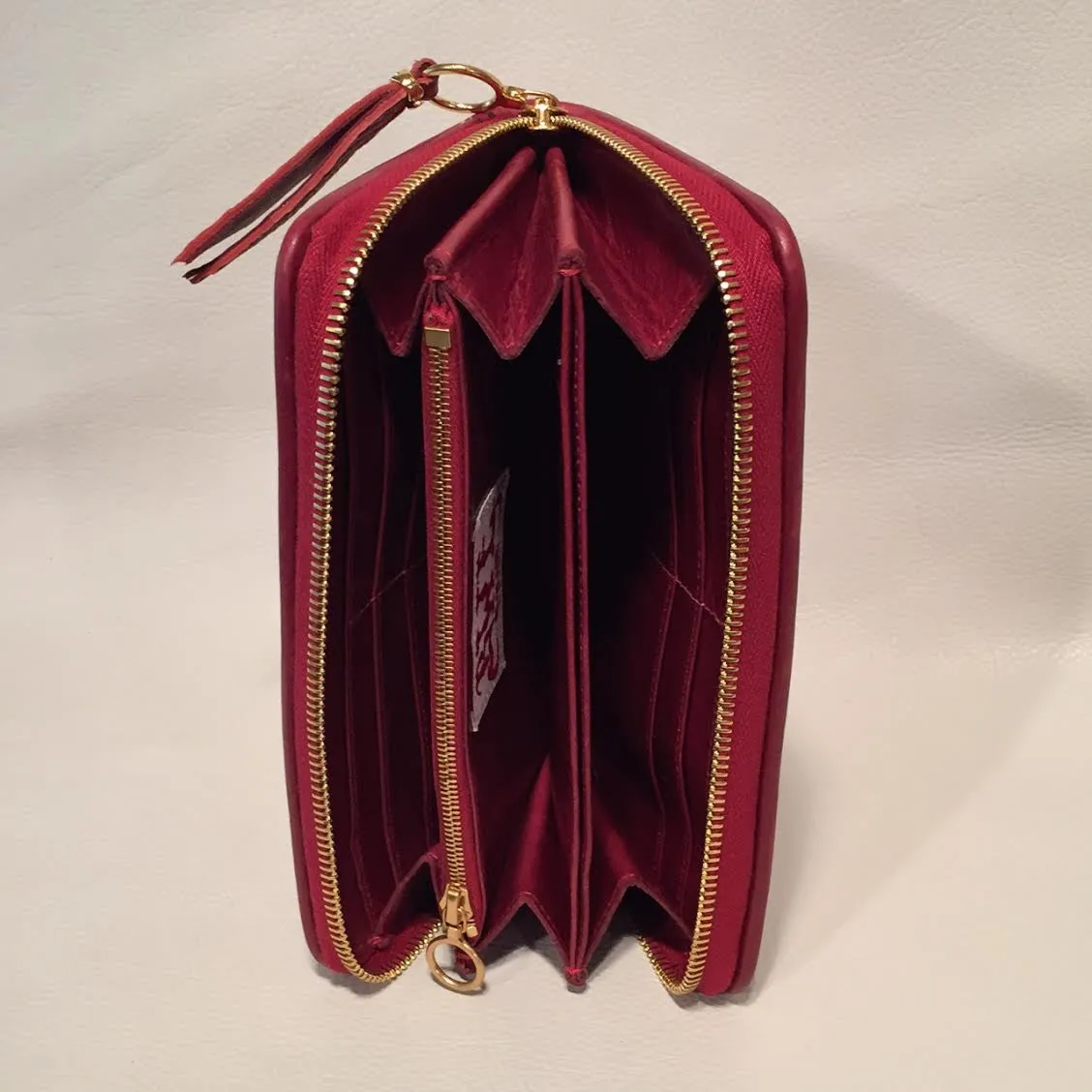 Large Zipper Wallet in Dark Red Shark Leather