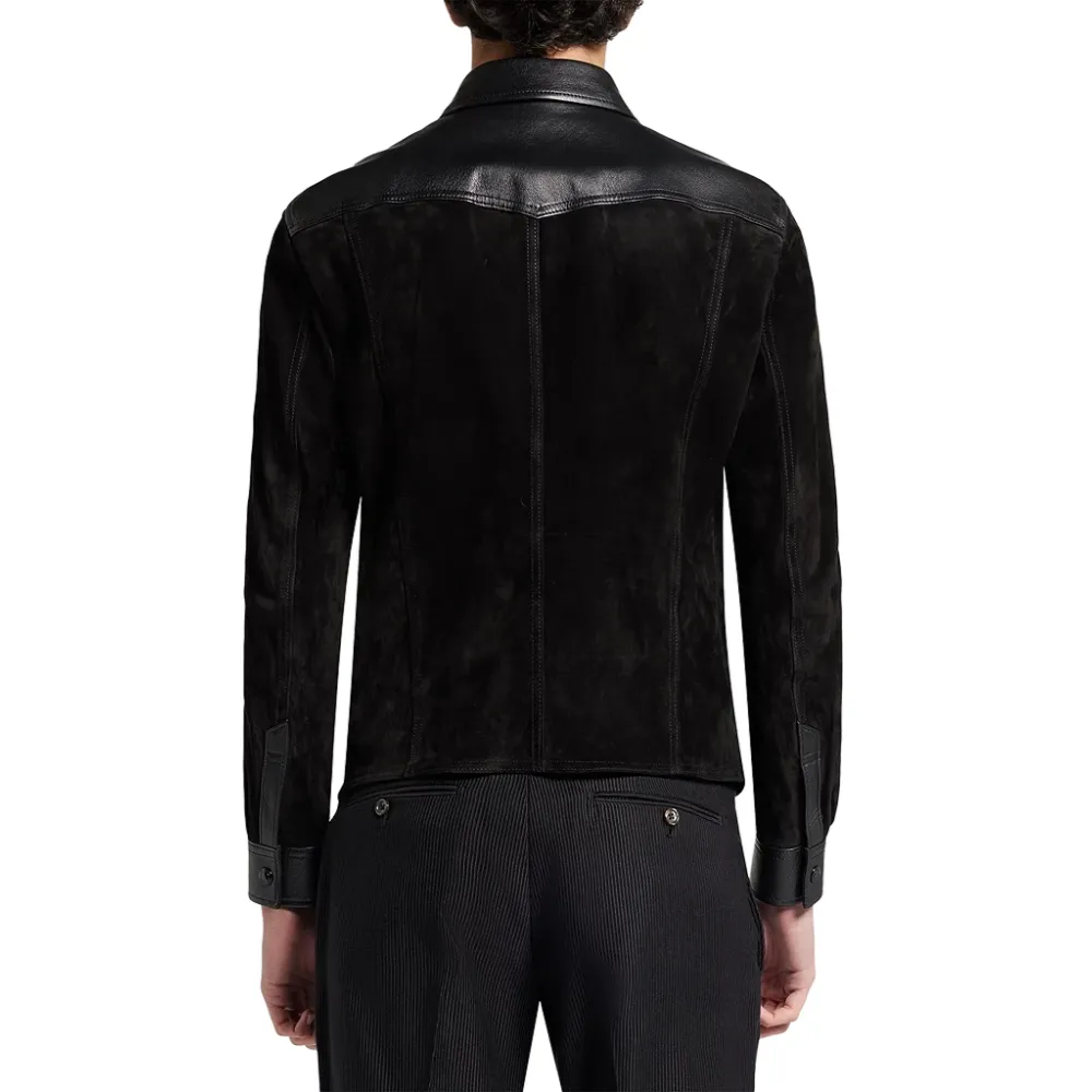 Leather Trim Suede Shirt