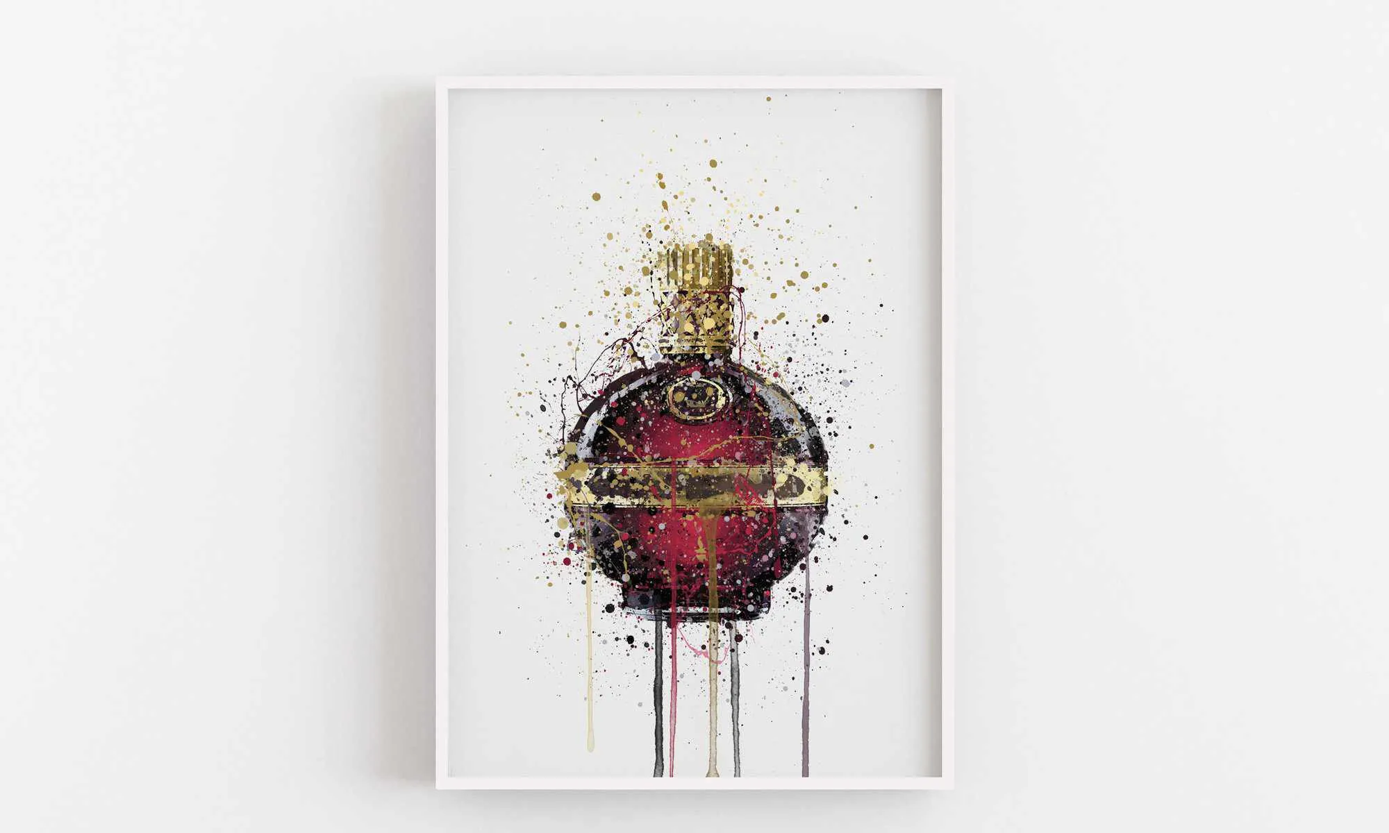 Liqueur Bottle Wall Art Print 'Raspberry'