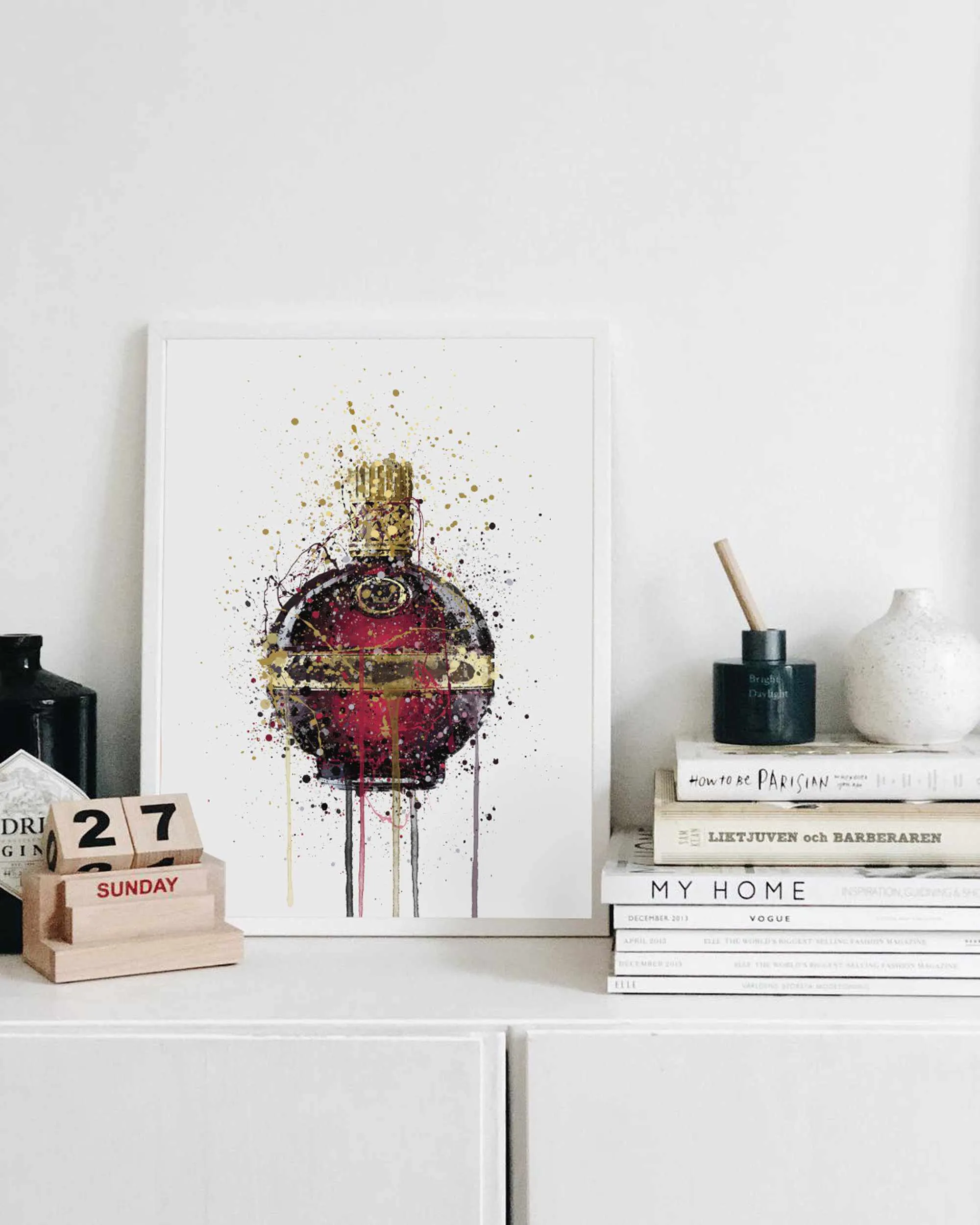 Liqueur Bottle Wall Art Print 'Raspberry'