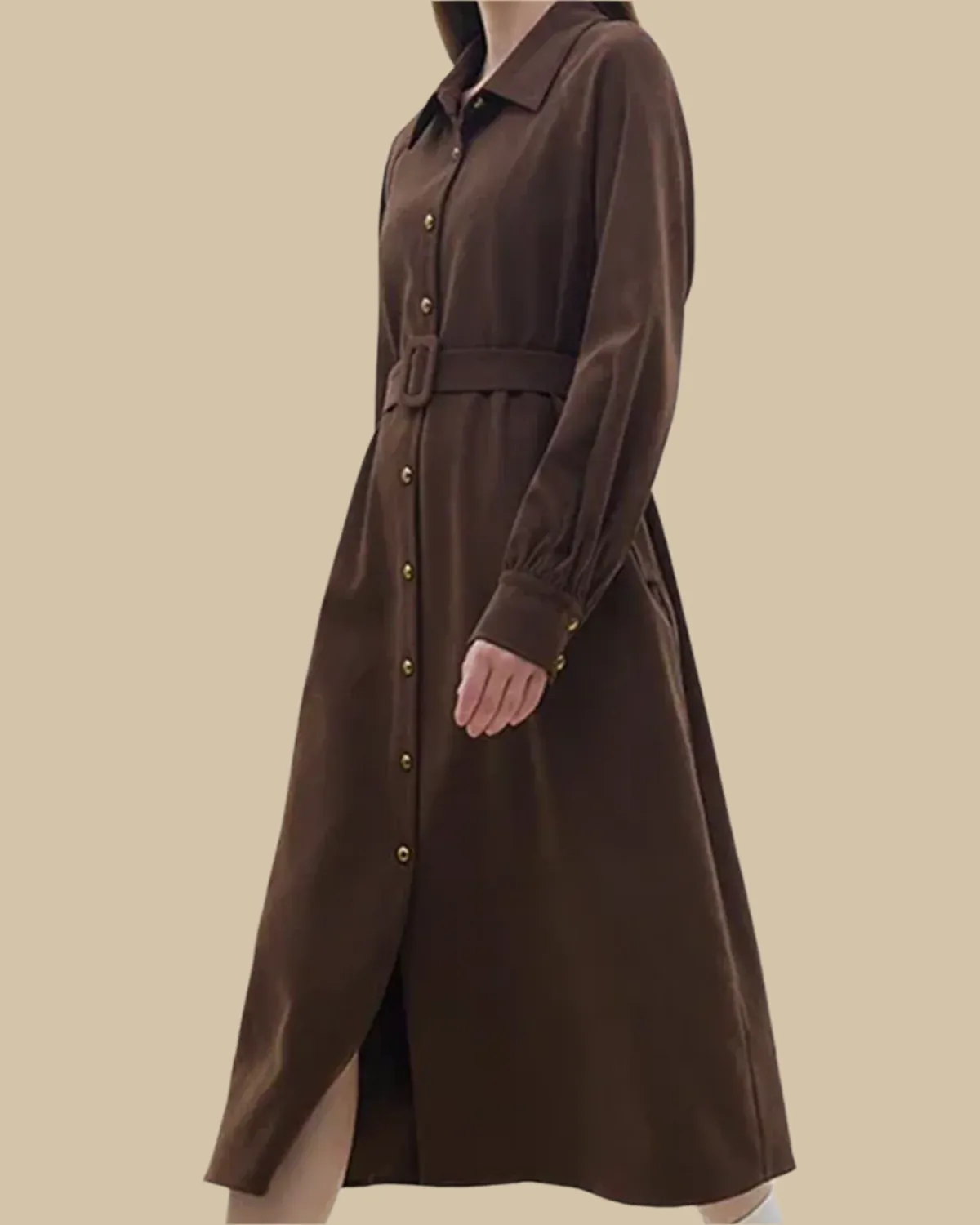 Margot Recycled Corduroy Belted Shirt Dress