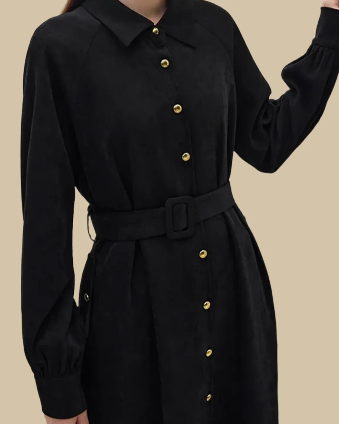 Margot Recycled Corduroy Belted Shirt Dress