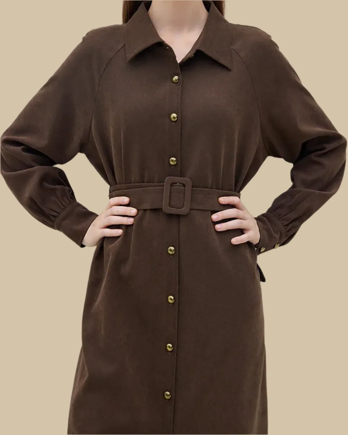 Margot Recycled Corduroy Belted Shirt Dress