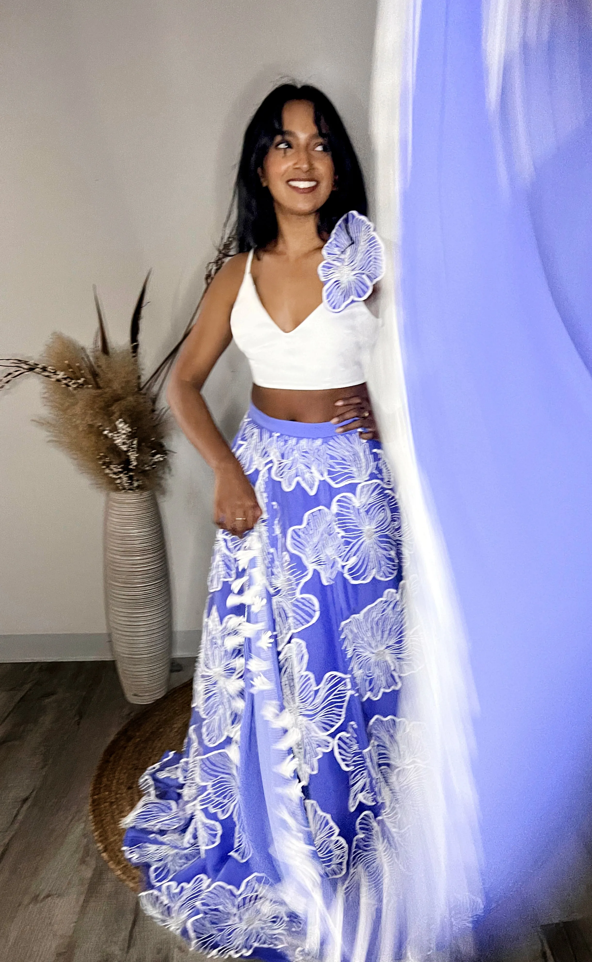 MARISSA Periwinkle and White Lehenga Set