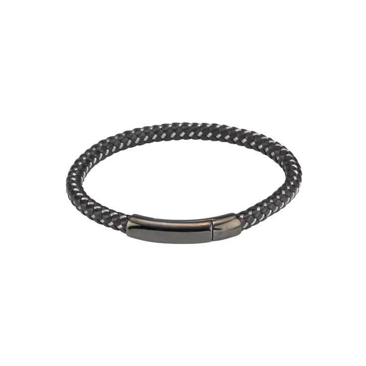 Mens Brown Plaited Leather Bracelet 630-58