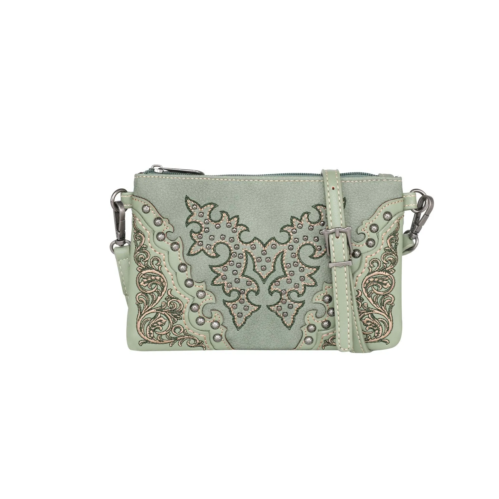 Montana West Boot Scroll Embroidered Crossbody Clutch