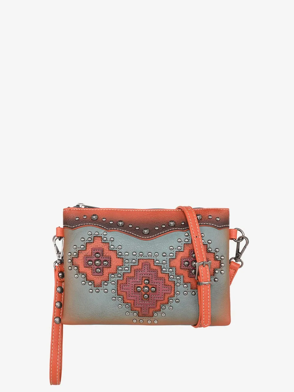 Montana West Cut-out Aztec Applique Crossbody Wristlet