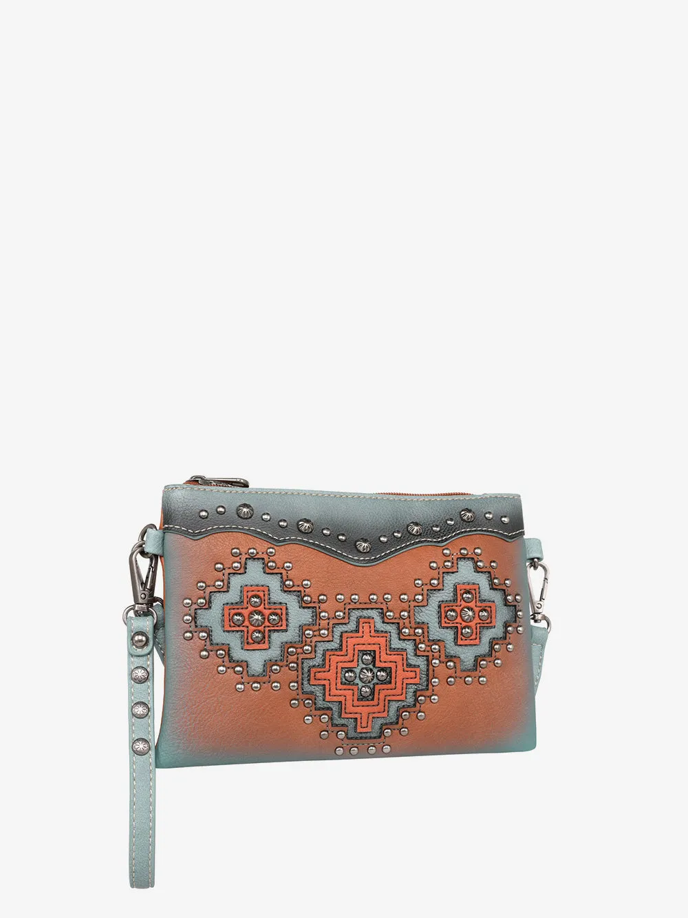 Montana West Cut-out Aztec Applique Crossbody Wristlet