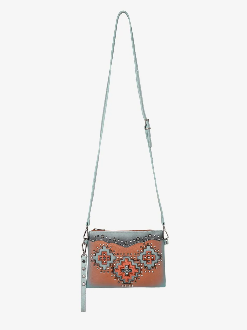 Montana West Cut-out Aztec Applique Crossbody Wristlet