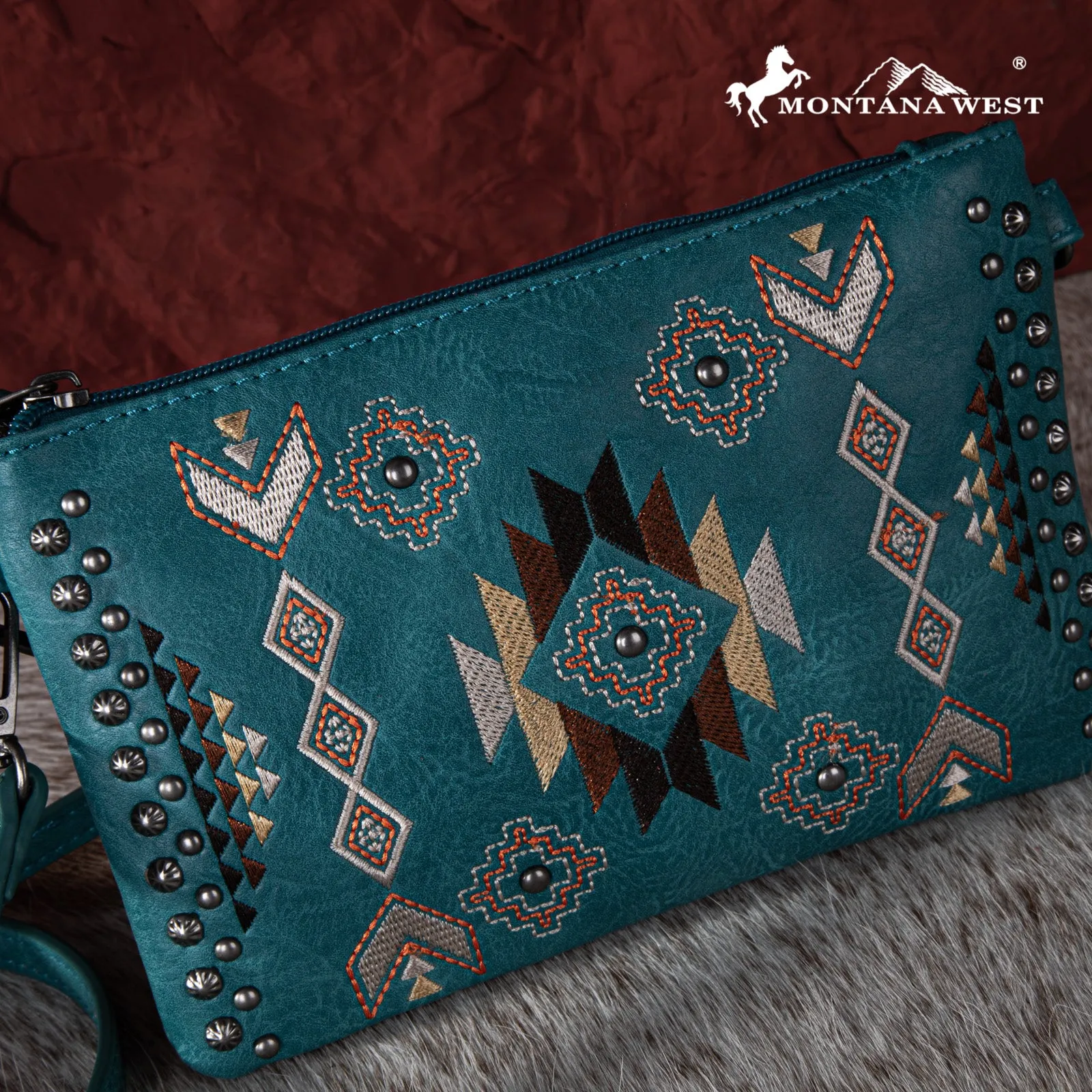 MW1245-181 Montana West Embroidered Collection Clutch/Crossbody