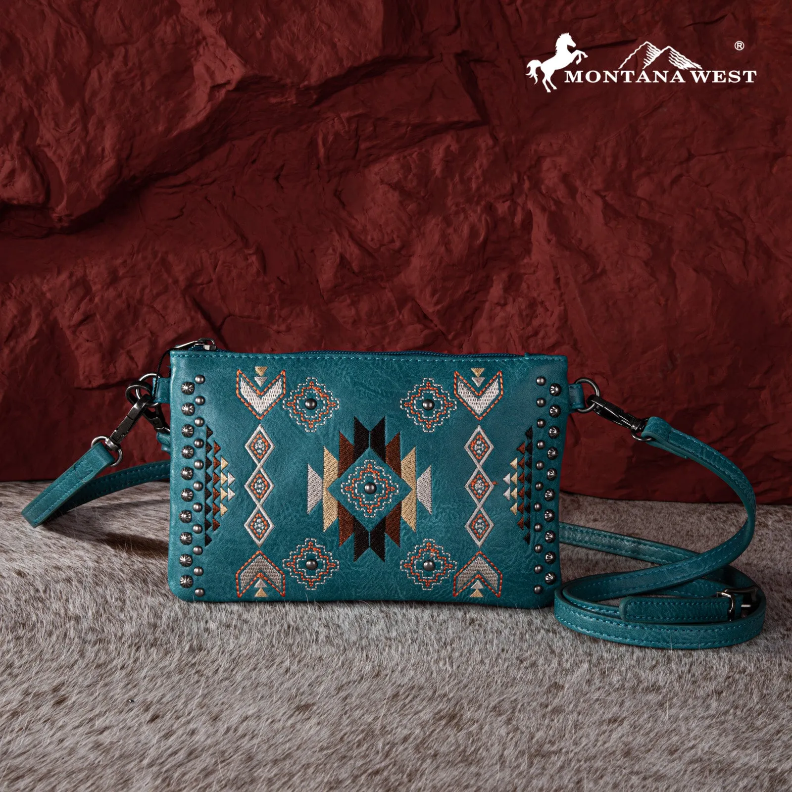 MW1245-181 Montana West Embroidered Collection Clutch/Crossbody