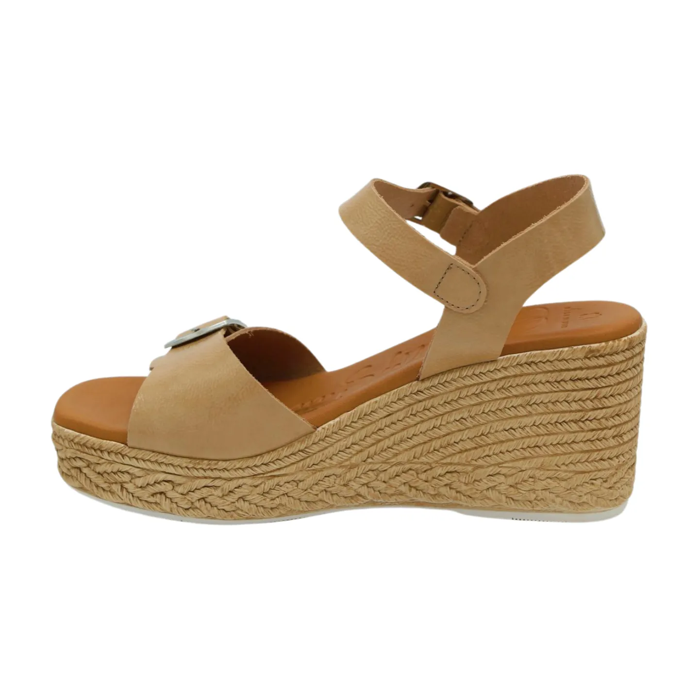 OH MY SANDALS Camel  Patent  High Wedge Sandal