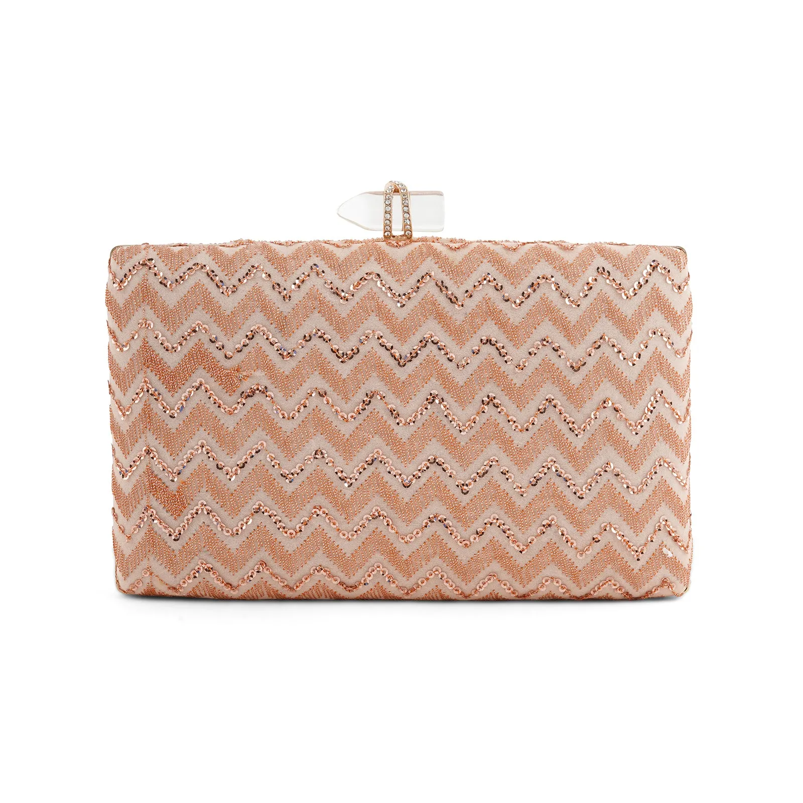 Party Wave Peach Sequin Embroidered Clutch