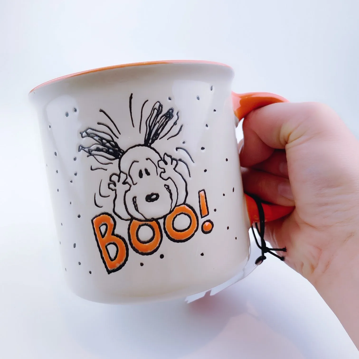 Peanuts Snoopy Freaking Out 'Boo' Large Mug 21 oz Orange