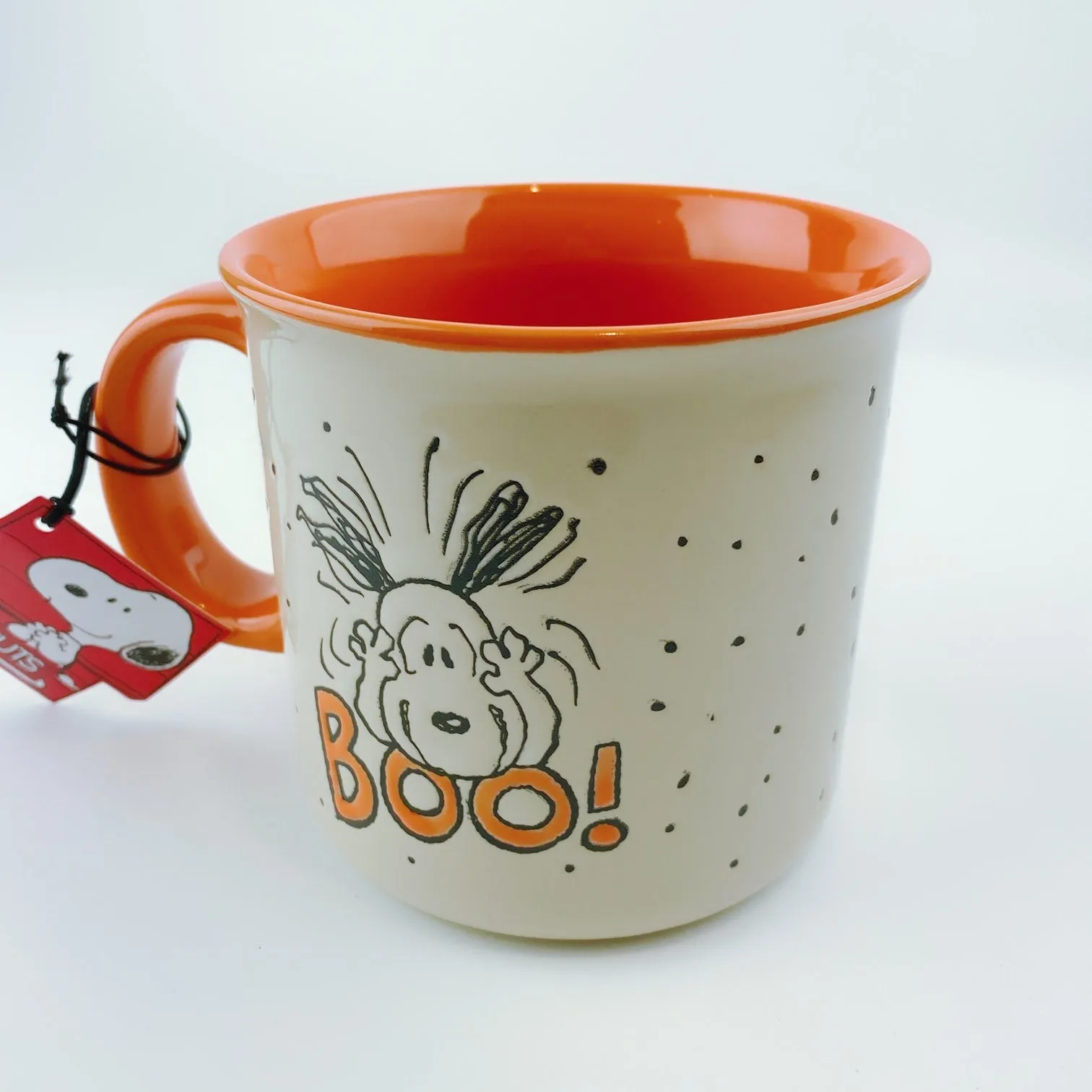 Peanuts Snoopy Freaking Out 'Boo' Large Mug 21 oz Orange