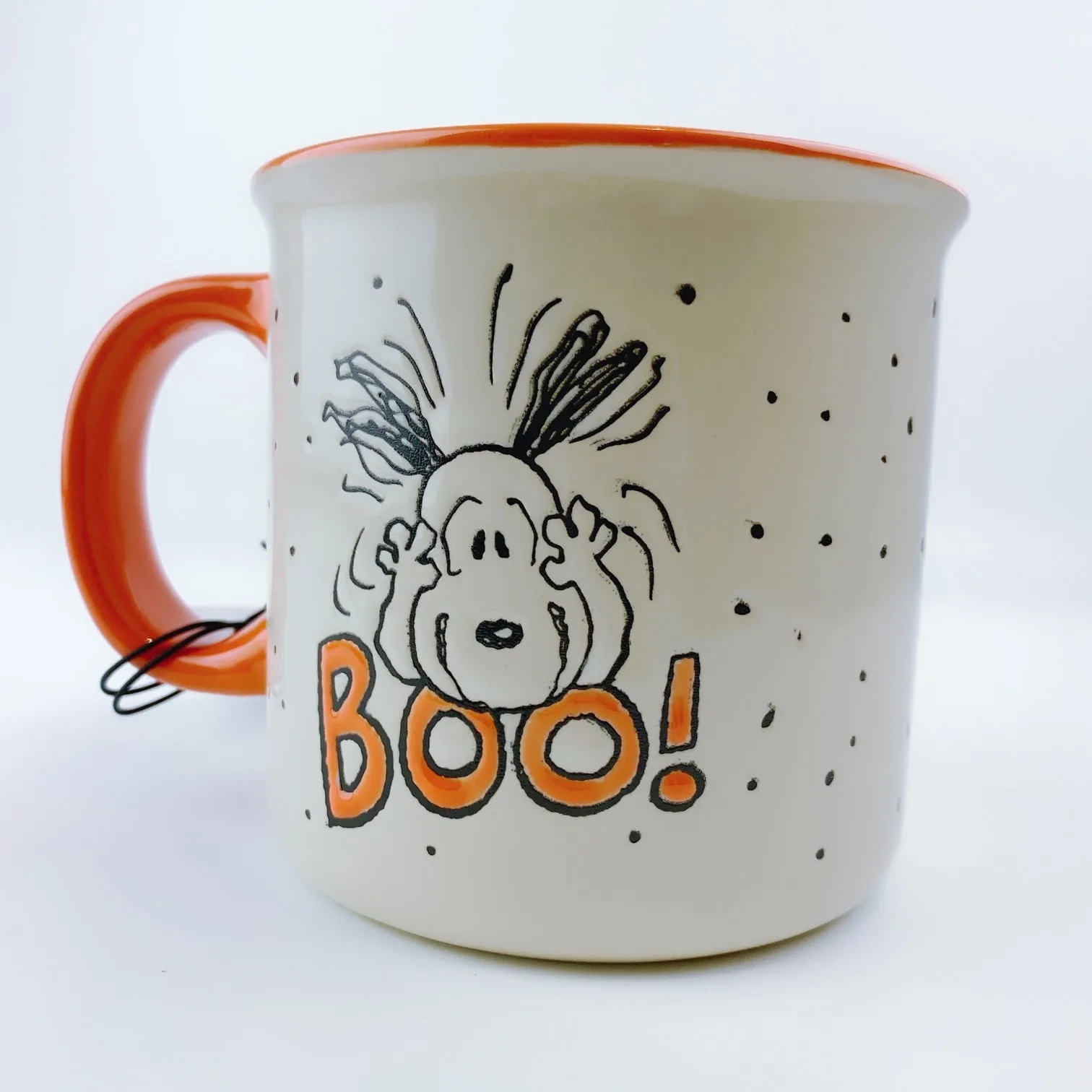 Peanuts Snoopy Freaking Out 'Boo' Large Mug 21 oz Orange