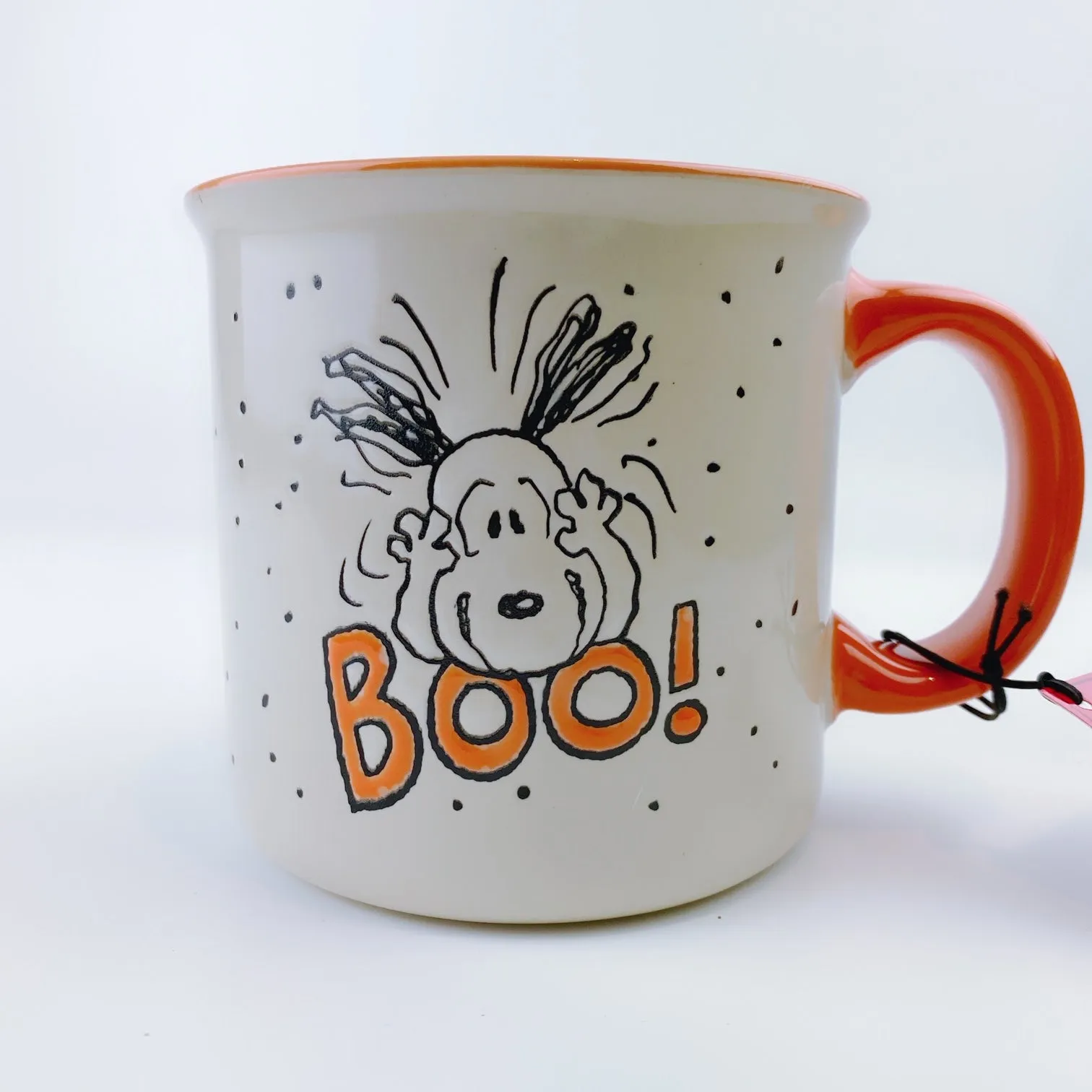 Peanuts Snoopy Freaking Out 'Boo' Large Mug 21 oz Orange