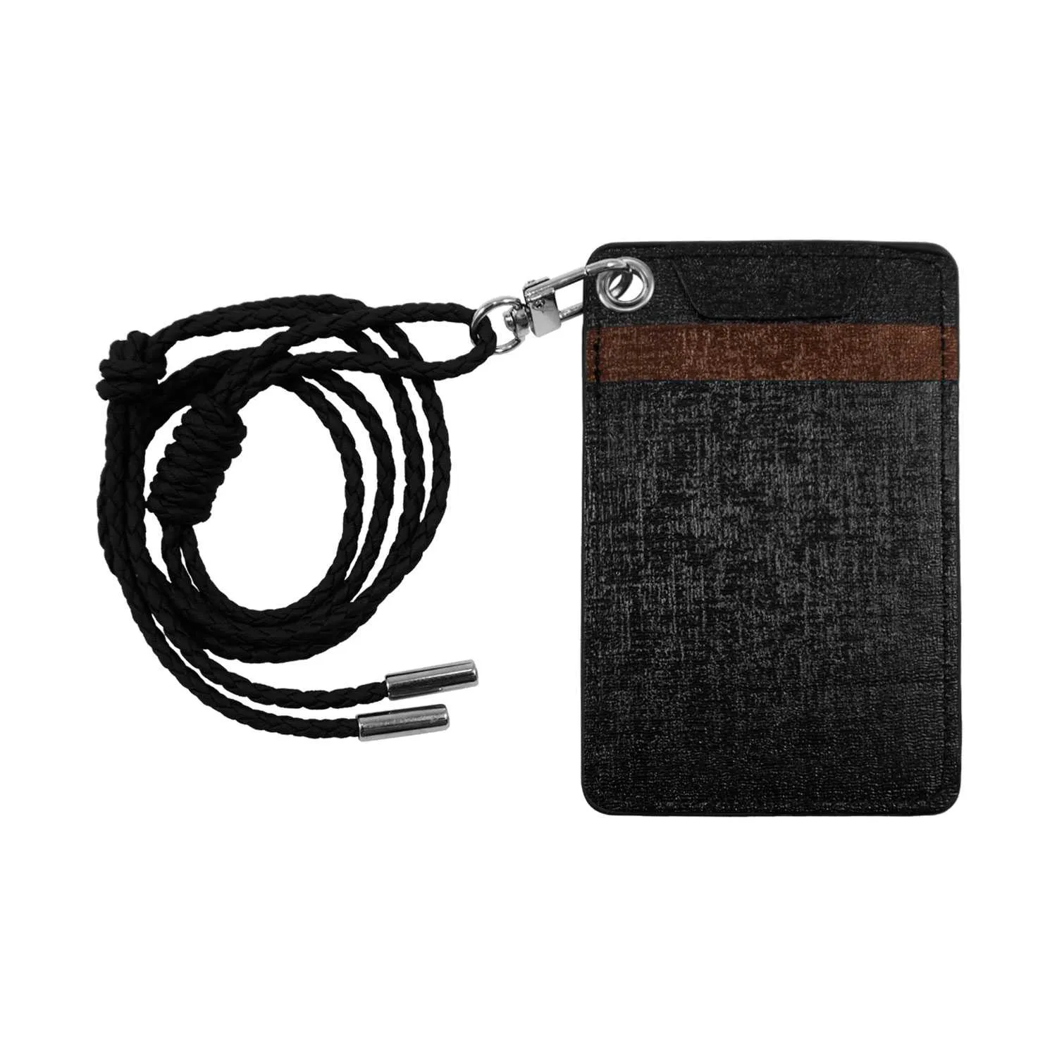 Premium Unisex ID & Credit Cards Holder Wallet with Lanyard - Black